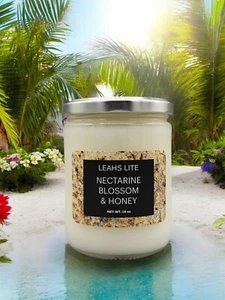 Wood Wick NECTARINE BLOSSOM & HONEY Jo Malone TYPE * Leah's Lite Candle 16oz - Picture 1 of 3