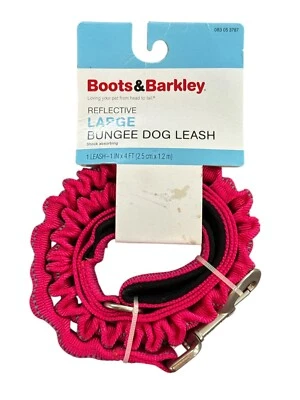 Boots & Barkley 4ft Reflective Large Bungee Dog Leash Pink Shock Absorbing - Image 1 of 2