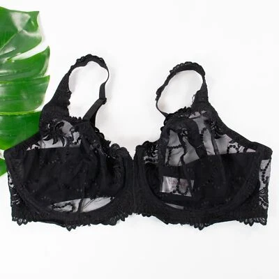 Sujetador Lunaire Sevilla Talla 40DD Transparente Bordado Encaje Con Aros 140-10 Demi Usado en Excelente Condición Foto 1 de 4