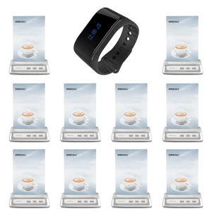 SINGCALL Wireless Calling System 1 Waterproof Watch Receiver, 10 Pagers Cafe Bar - Picture 1 of 11
