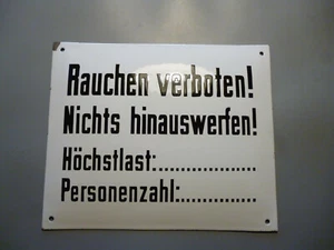 Rauchen verboten ! Nichts hinauswerfen Original.altes Emailschild 1930er Jahre - Bild 1 von 11