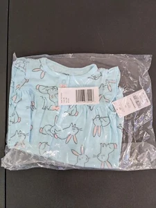 Brand New Carter's Baby Girl 9 Months Bunny Romper Light Blue - Picture 1 of 4