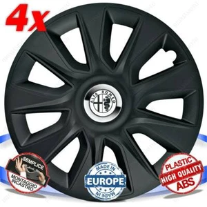 SET OF 4 STUDS WHEEL COVERS RIM CAPS 14 STRATOS BLACK FOR ALFA ROMEO GTV - Picture 1 of 3