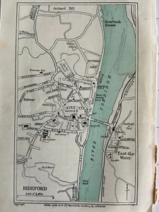 BIDEFORD - 1928 Antique Street Map Plan Original Devon Workhouse Railway Belvoir - Picture 1 of 4