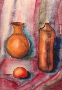 Vintage Realist Aquarell Gemälde Stillleben - Bild 1 von 12