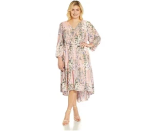 Abito Adrianna Papell stampato floreale con bottoni taglie forti 16W 199€ nuovo con etichette - Foto 1 di 6