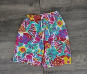 90's Pixie Play Youth Girls Size Medium 10/12 Floral Pull On 6" Shorts Pink Blue - Picture 1 of 12