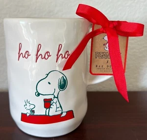 Rae Dunn x Peanuts HO HO HO Christmas Holiday SNOOPY & WOODSTOCK 18 oz Mug NEW - Picture 1 of 5