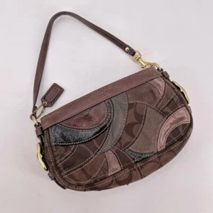 Coach Vintage Y2K Patchwork Handgelenktasche Clutch Mini Tasche Leder Jacquard - Bild 1 von 10