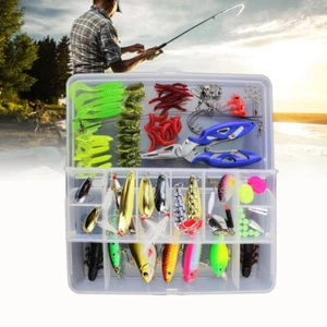 101PCS Fishing Lures Kit Full Fishing Tackle Box Including Spinners Treble ! - Picture 1 of 9