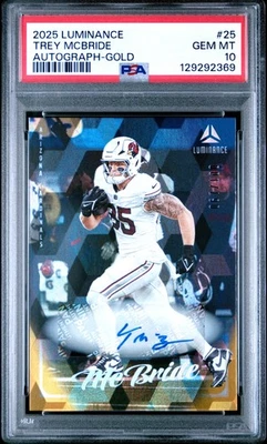 Trey McBride 2025 Panini Luminance #25 Autograph Gold /100 Auto PSA10 GEM MT - Image 1 of 2