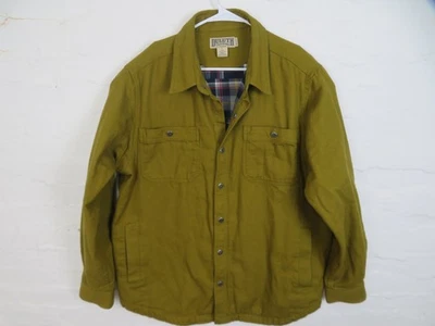 Duluth Trading Jacket Mens Large Beige Plaid Lined Canvas Shirt Shacket Snap - Image 1 of 4