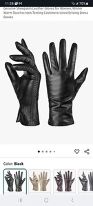 Black leather driving gloves cashmere lined womens S text compatible soft luxury - Picture 1 of 8