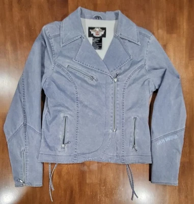 Harley-Davidson Women's Size Large Light Jacket Blue With Embroidered Logo  - Image 1 of 4