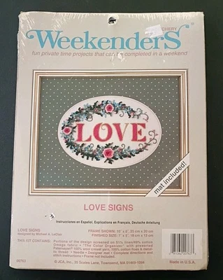 Weekenders Stichery LOVE SIGNS Wool Yarn Michael LeClair Kit - Image 1 of 3