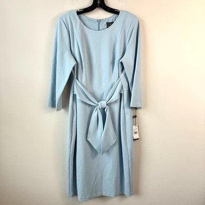 Vestido Vaina Adrianna Papell Corbata Cintura Crepé Bebé Azul Niebla 16 Foto 1 de 4