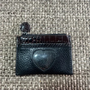 Portamonete Brighton porta carte d'identità tascabile mini nero marrone cuore pelle - Foto 1 di 8