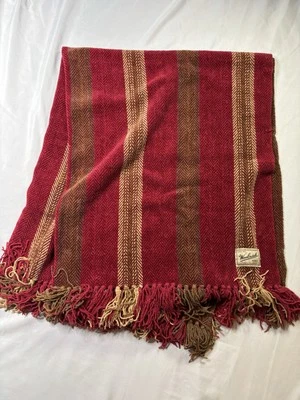 Woolrich Home Plaid Soft Chenille Throw Burgundy 50x63” Plush Blanket Tassel Edg - Image 1 of 4
