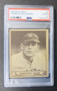1940 Play Ball #8 New York Yankees Twinkletoes Selkirk PSA 2 - Picture 1 of 3