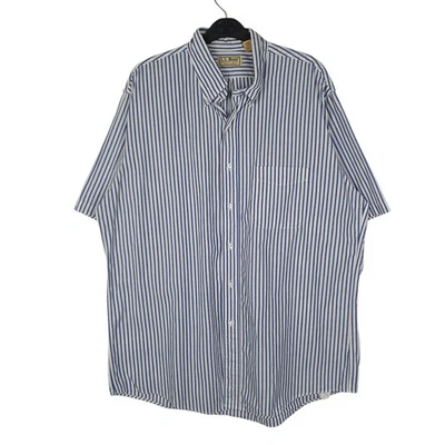 L.L.BEAN Blue Striped Shirt Vintage 80s Made In USA Short Sleeve Cotton Mens L - Image 1 of 4