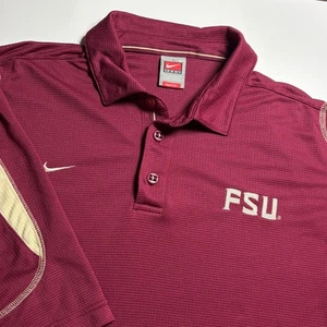 Camisa Polo FSU Florida State Seminoles Nike Team Para Hombre L Granate Calce Malla Seca - Imagen 1 de 9