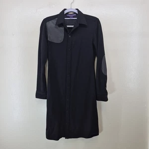 Chaqueta ecuestre Ralph Lauren para mujer 4 parches de cuero de lana negra hecha en EE. UU. - Imagen 1 de 7