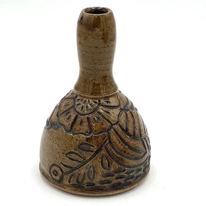 Geschnitzte einzigartige glockenförmige Keramik Knospenvase braun - Bild 1 von 11