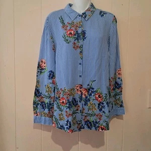Camisa est 1946 floral a rayas con botones para mujer talla L 37080 - Imagen 1 de 11