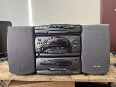 Vintage Sharp CD-C2600 3 Disc CD, Dual Cassette, AM/FM System w/ Speakers - Read - Image 1 of 4