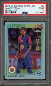 2024-25 Topps Cromo UCC LAMINE YAMAL #27 Future Stars Refractor PSA 9 Barcelona - Imagen 1 de 2