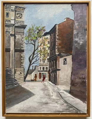 Pintura al óleo vintage ciudad Quebec o escena callejera de París firmada O. Franz Foto 1 de 4