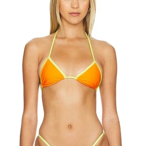 Lovers + Friends Orange Triangle String Bikini Top XS Good Intensions Yellow $78 - Picture 1 of 7