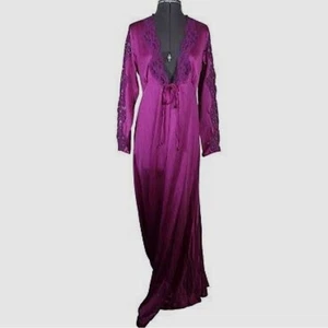 Vintage Lily of France Satin Lace Robe Purple Women's-Small INT3 - Picture 1 of 7