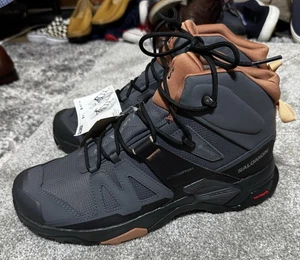 New! SALOMON Women's X Ultra 4 Mid GTX - Ebony/Mocha Mousse/Almond Cream - Sz 11 - Picture 1 of 12