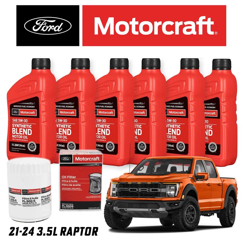 Kit de cambio de aceite OEM Motorcraft para Ford Raptor 2021-2024 3,5 L EcoBoost FL500S Foto 1 de 4