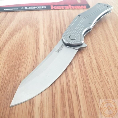 Kershaw Husker Assisted Folding Knife 3" 8Cr13MoV Steel Blade Stainless Handle - Image 1 of 4