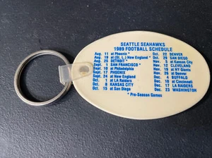 1989 Seattle Seahawks Football Schedule Keychain Blockhouse Restaurant Midway Wa - Picture 1 of 2