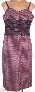 New DA.TING L, Large spaghetti strap lace trim plaid sheath sun dress MSRP $79 - Picture 1 of 3