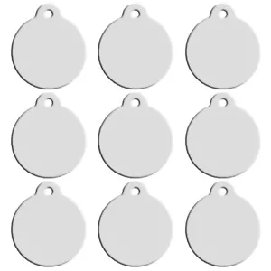 100pcs Blank Personalised Dog ID Tag Disc Disk Pet Cat Puppy Name Tags Silver - Picture 1 of 5