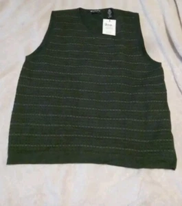 Suéter Chaleco Brandini Hecho en Italia Verde 100% Lana Merino Fina Pullover Talla XL - Imagen 1 de 4