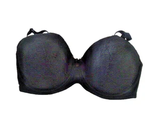 Sujetador de copa completa Petite Secrets UK 34DD negro con aros acolchado con superposición de encaje - Imagen 1 de 3