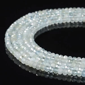Cuentas de rondelle facetadas de aguamarina natural tamaño 2x3 mm 15,5"" hilo - Imagen 1 de 4