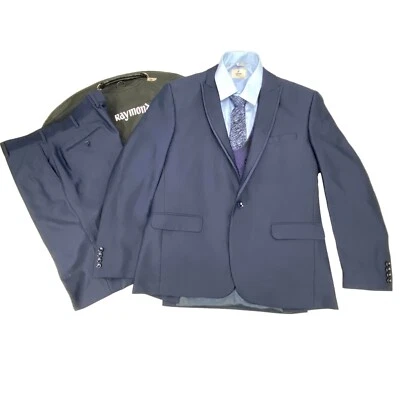 Raymond 3-Piece Blue Suit With Light Blue Cotton Dress Shirt & Purple Silk Tie - Image 1 of 4
