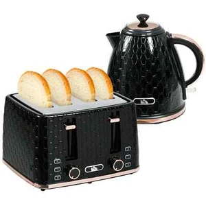 HOMCOM 1.7L Kettle and Toaster Set with Defrost Reheat and Crumb Tray Black - Picture 1 of 8