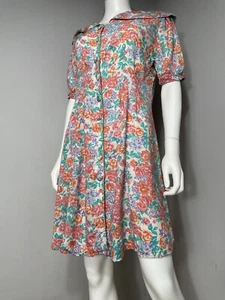 Abito da tè floreale vintage Maggie Lawrence taglia 10 manica corta Liberty UK 14 - Foto 1 di 14