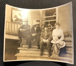 Early Antique Fishing Original Old Photo Fisherman Snapshot Photograph Woman Vtg - Picture 1 of 12