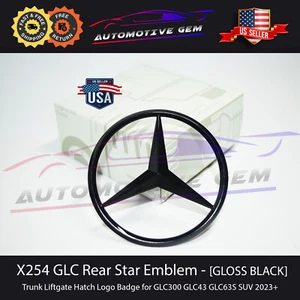 X254 GLC300 SUV Mercedes GLOSS BLACK Star Emblem Rear Trunk Logo Badge AMG 2023+ - Picture 1 of 1