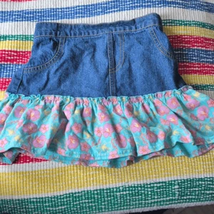 Disney Fairies Y2K denim and floral print ruffle jean skirt girl size 5T - Picture 1 of 6