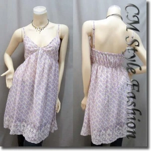 Floral Embroidered Babydoll Shirt Top Purple XS - Picture 1 of 3