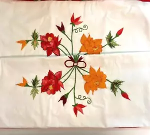2 fundas de almohada bordadas con bordes de vieira cosidos verdes diseño floral - Imagen 1 de 3